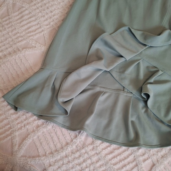 Calvin Klein Women's 12 Mint Green Ruffled Tulip-Hem Stretch Crepe Dress Belt - Picture 10 of 13